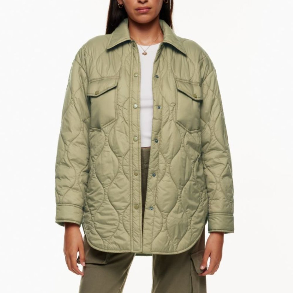 NWT Wilfred Free The Ganna Insulated Shirt Jacket in Taupe Beige